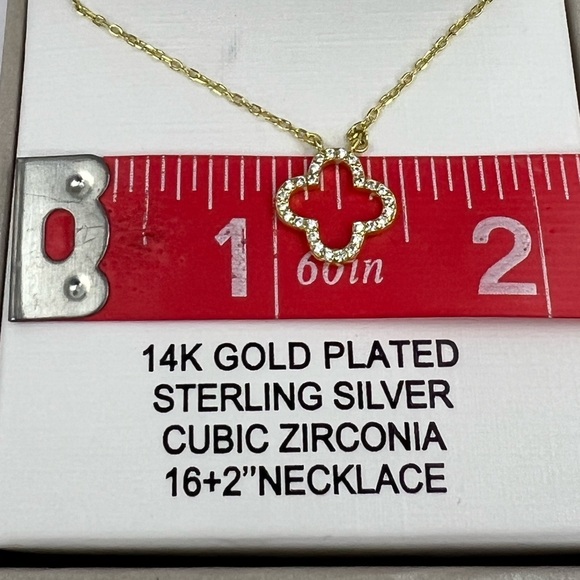 RACHEL ZOE, CLOVER PENDANT NECKLACE,925 STERLING SILVER (STAMPED) CUBIC ZIRCONIA - Picture 9 of 15